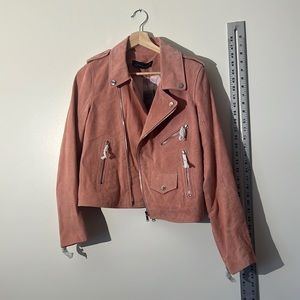 💘Zara suede salmon colored Moto jacket